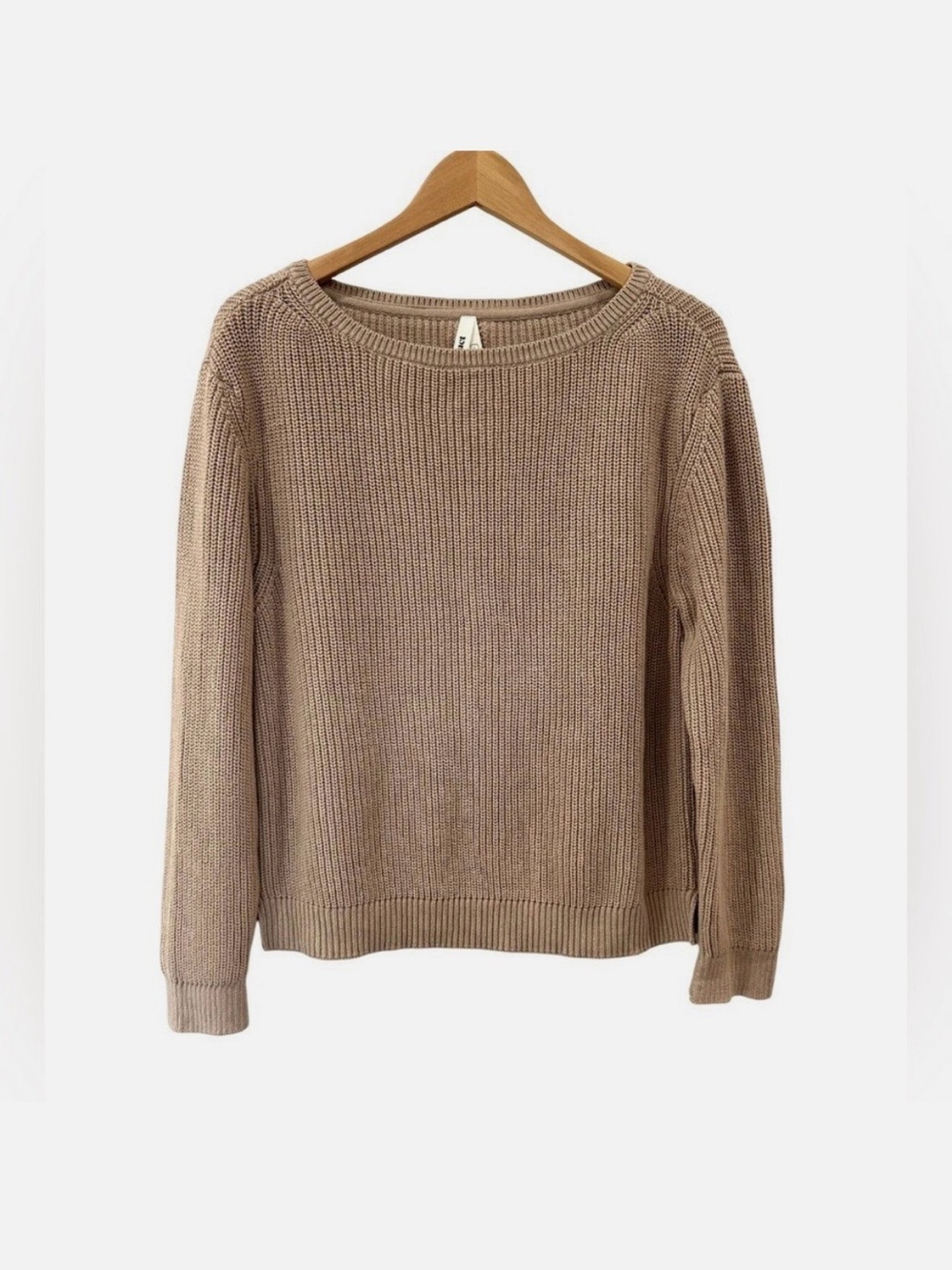 SOLD - Pact Women's organic cotton luxe knit crew neck Sweater M beige